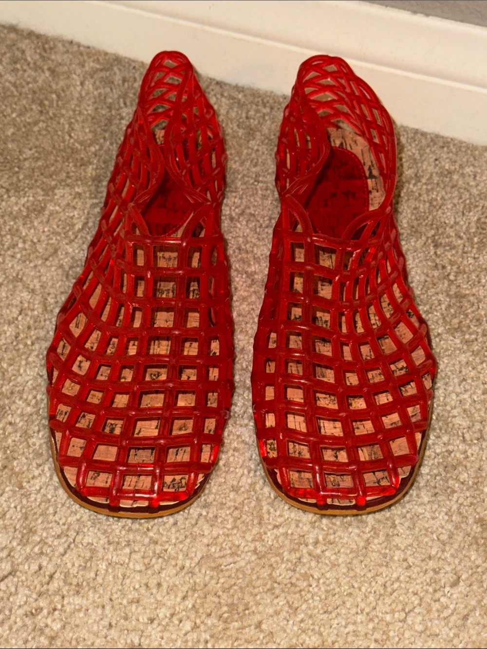 Red Women's Jelly Flats - Lightweight Summer Loafers